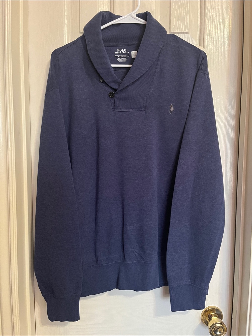 Polo by Ralph Lauren Navy Shawl-Collar Pullover Large